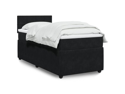 Multidom Posteľný rám boxspring s matracom čierny 90x200 cm zamat