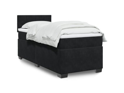 Multidom Posteľný rám boxspring s matracom čierny 90x200 cm zamat