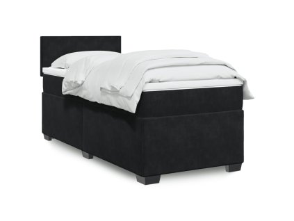 Multidom Posteľný rám boxspring s matracom čierny 90x200 cm zamat