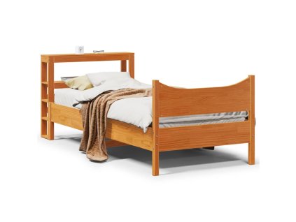 Multidom Posteľný rám s čelom voskovo hnedý 75x190 cm borovicový masív
