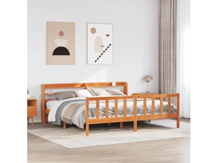 Multidom Posteľný rám s čelom voskovo hnedý 180x200 cm borovicový masív