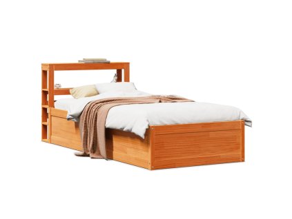 Multidom Posteľný rám s čelom voskový hnedý 90x190 cm borovicový masív