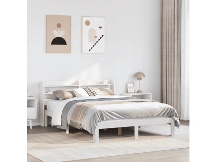 Multidom Posteľný rám s čelom biely 135x190 cm borovicový masív