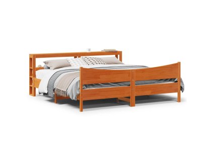 Multidom Posteľný rám s čelom voskovo hnedý 180x200 cm borovicový masív