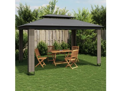 Multidom Altánok s dvojitou strechou antracitový 3,94x2,96 m oceľ