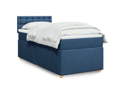 Multidom Posteľný rám boxspring s matracom modrý 90x200 cm látka