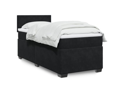 Multidom Posteľný rám boxspring s matracom čierny 90x200 cm zamat