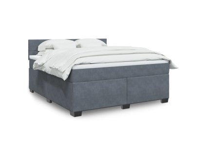Multidom Posteľný rám boxspring s matracom tmavosivý 180x200 cm zamat