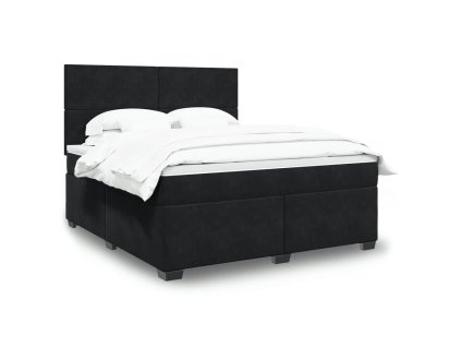 Multidom Posteľný rám boxspring s matracom čierny 180x200 cm zamat