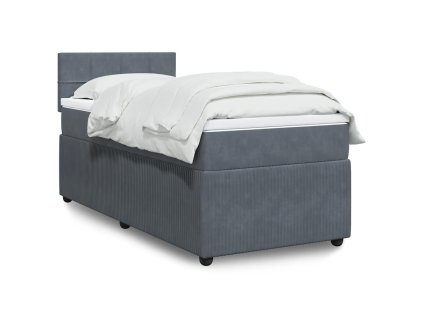 Multidom Posteľný rám boxspring s matracom tmavosivý 90x200 cm zamat