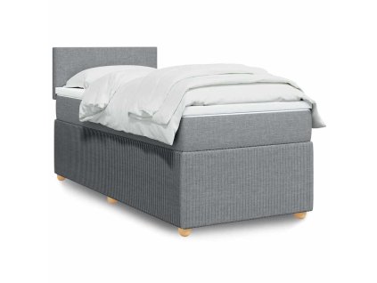 Multidom Posteľný rám boxsping s matracom bledosivý 90x200 cm látka