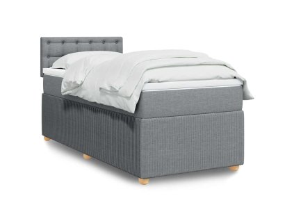 Multidom Posteľný rám boxsping s matracom bledosivý 80x200 cm látka