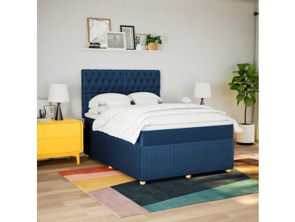 Multidom Posteľný rám boxspring s matracom modrý 160x200 cm látka