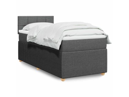 Multidom Posteľný rám boxsping s matracom tmavosivý 80x200 cm látka