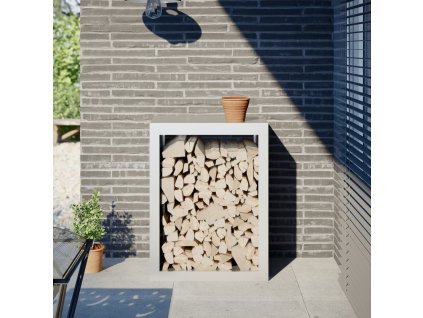 Multidom Regál na krbové drevo, biely 60x40x80 cm, oceľ