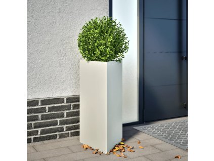 Multidom Záhradné kvetináče 2 ks biele trojuholník 40x34,5x70 cm oceľ