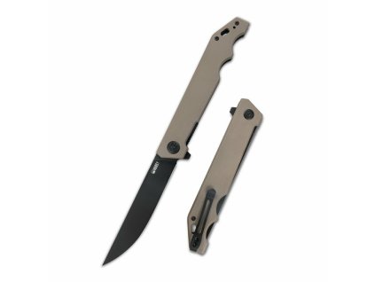 Kubey KU253C Pylades Tan Black vreckový nôž 11,8 cm, čierna, hnedá, G10, spona