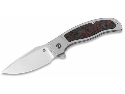 QPS Knife QS136-B Legatus Titanium CF Red G10 vreckový nôž 8,6 cm, titán, uhlíkové vlákno, G10