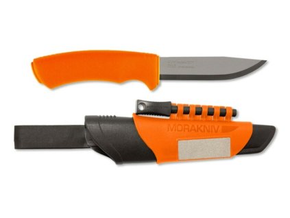 Morakniv 12051 Bushcraft Survival nôž do prírody 10,9 cm, oranžová, plast/guma, puzdro, kresadlo