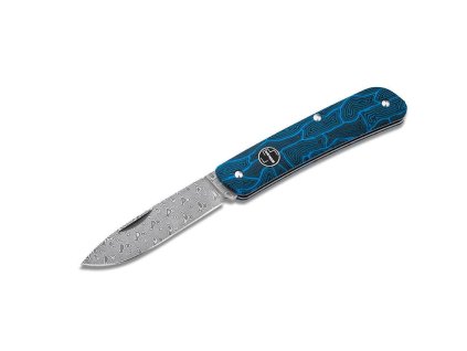 Böker Plus 01BO559DAM TECH TOOL BLUE vreckový nôž 6,7cm, čierno-modrá, damašek, G10, rozbíjač skla