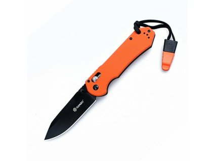 Ganzo Knife G7453-OR-WS vreckový nôž 9 cm, čierna, oranžová, G10, píšťalka
