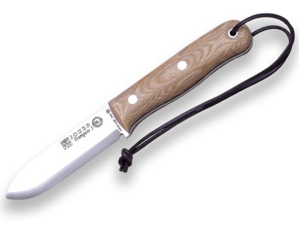 JOKER CM124 Trampero vonkajší nôž 10 cm, hnedá Micarta, kožené puzdro