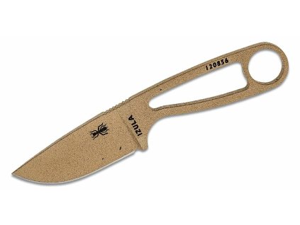 ESEE IZULA-DE Dark Earth nôž na krk 7,3 cm, uhlíková oceľ, hnedá, čierne plastové puzdro, pripnutie