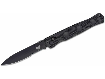 Benchmade 391SBK SOCP Black Serrated taktický vreckový nôž 11,4 cm, celočierny, CF-Elite