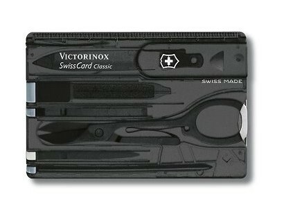 Victorinox 0.7133.T3 SwissCard Onyx translucent imitácia platobnej karty, 10 funkcií,čierna