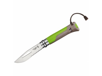 OPINEL 001715 VRI N°08 Inox Outdoor Green vreckový nôž 8,5 cm, zelená, syntetika, píšťalka