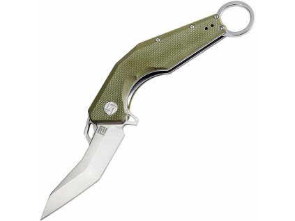 Artisan 1811P-GNF Cobra Flat vreckový nôž - karambit 8 cm, Satin, zelená, G10