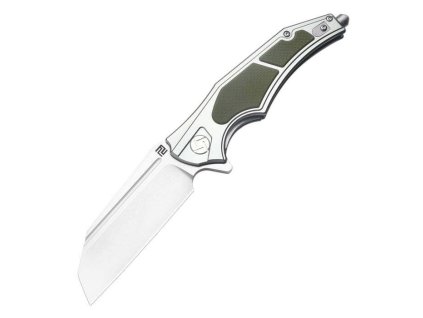 Artisan 1813P-GGN Apache Nomad vreckový nôž 9,4 cm, Stonewash, zelená, G10, hliník, rozbíjač skla