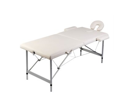 Multidom Krémovo biely skladací masážny stôl, 2 zóny, hliníkový rám