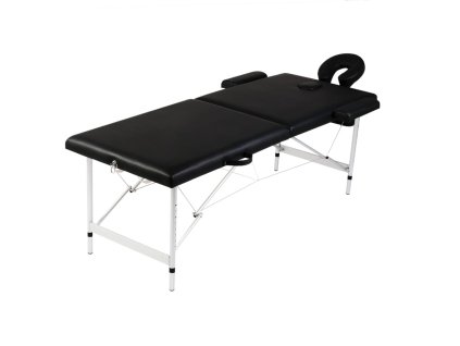 Multidom Čierny skladací masážny stôl, 2 zóny, hliníkový rám