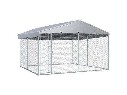 Multidom Vonkajšia voliéra pre psy so strechou 382x382x225 cm