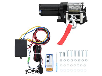 12 V elektrický navijak 1360 kg s montážnou doskou a kladkou