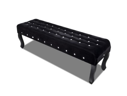 Multidom Čierna lavička, zamatová látka s krištáľovými gombíkmi