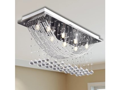 Biela stropná lampa s krištálikmi 8 x G9 29 cm