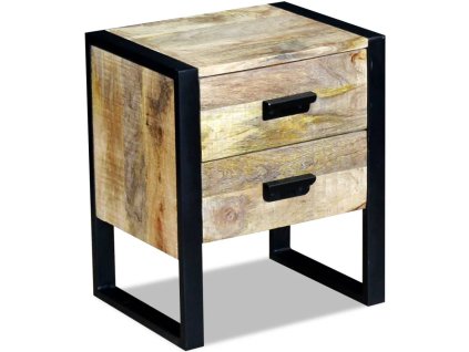 Multidom Bočný stolík, 2 zásuvky, masívne mangové drevo, 43x33x51cm