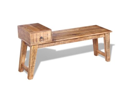 Multidom Lavička so zásuvkou, masívne mangovníkové drevo, 120x36x60 cm