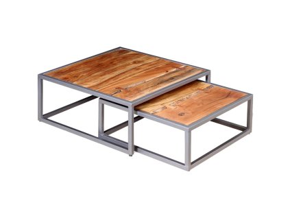 Multidom Dvojdielna sada konferenčných stolíkov, masívne akáciové drevo