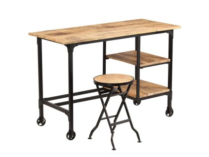 Multidom Stôl so skladacou stoličkou, masívne mangovníkové drevo 115x50x76 cm