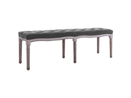 Multidom Lavica, ľan a drevený masív 150x40x48 cm, tmavosivá