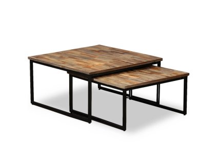 Multidom Stohovateľné konferenčné stolíky, 2 kusy, recyklované teakové drevo