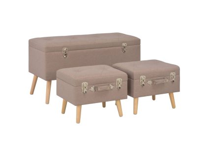 Multidom Úložné stoličky 3 ks hnedé látkové