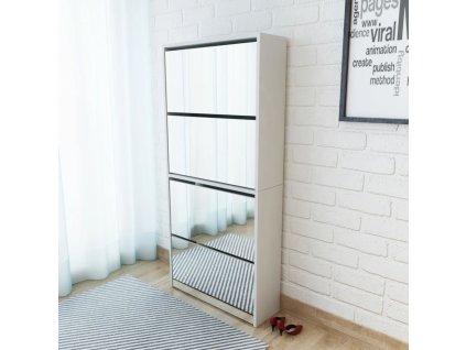 Multidom Biely botník so 4 zrkadlovými skrinkami, 63x17x134 cm