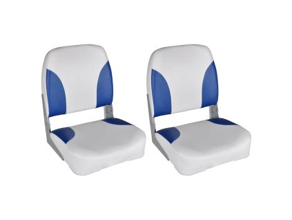 Multidom Lodné sedadlá 2 ks sklopné operadlo s modro-bielym vankúšom 41x36x48 cm
