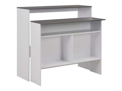 Multidom Barový stôl s 2 stolovými doskami, bielo sivý 130x40x120 cm