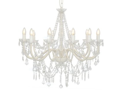 Multidom Luster s korálkami biely 12 x E14 žiaroviek