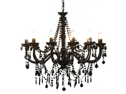 Multidom Luster s korálkami čierny 12 x E14 žiaroviek